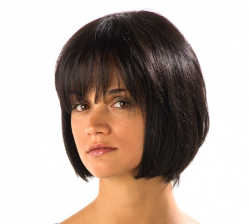 Wigs, human hair, short, straight, Handmade