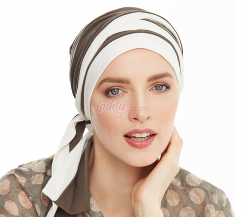 Turbante bicolore con fasce lunghe cod. E-8048